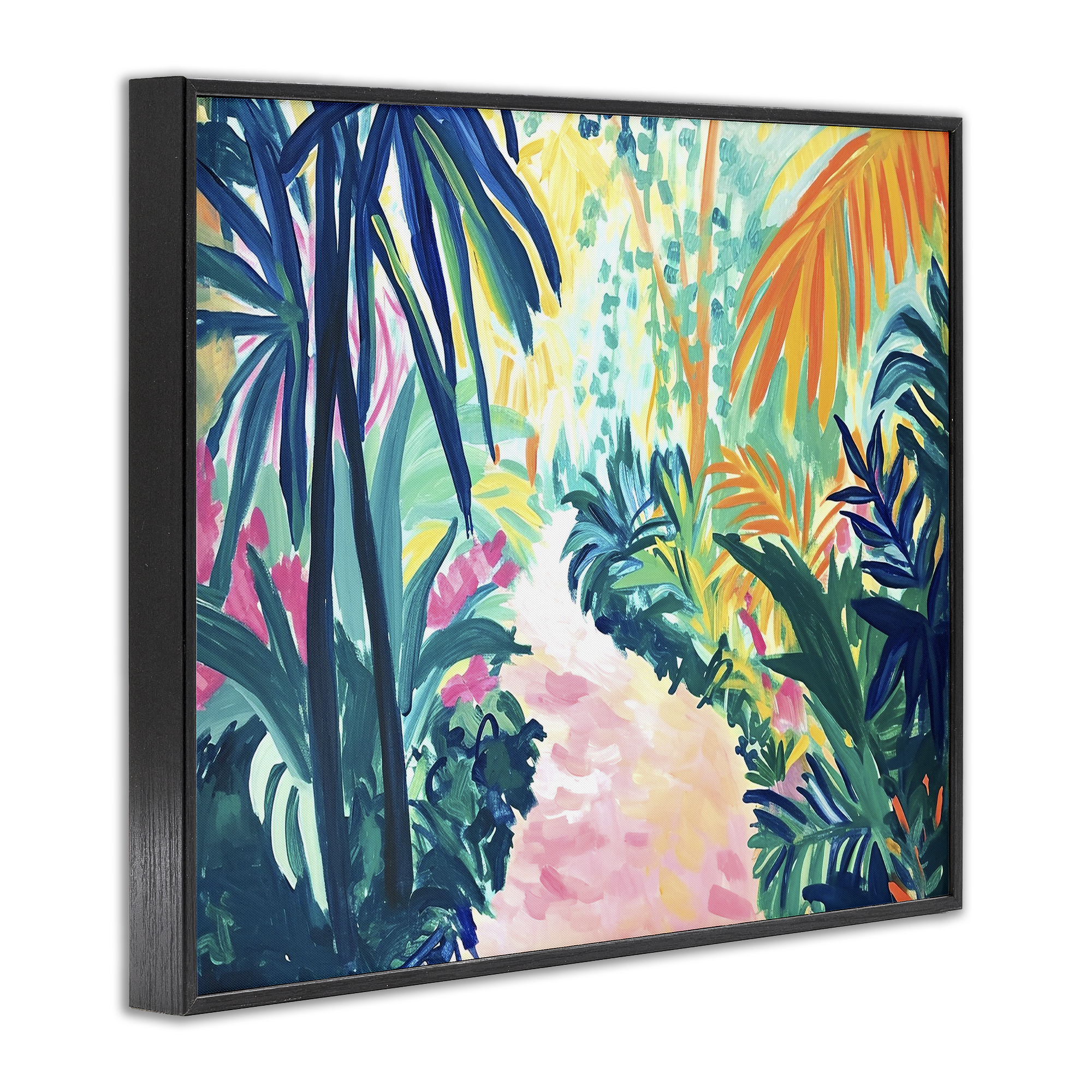Stupell Industries Garden Of Bright Color Botanical & Floral Painting Black Framed Art Print Wall Art, 20 x 16