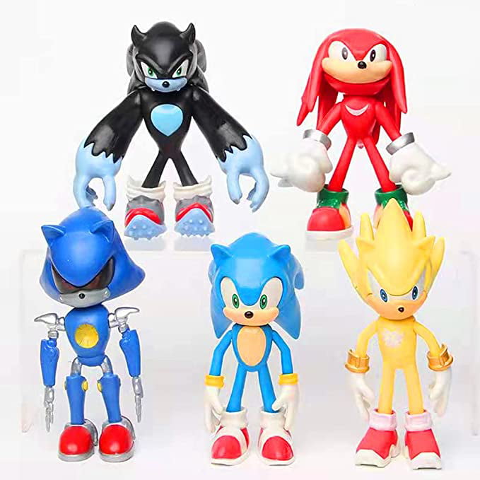Sonic Action Figures, 4.8'' tall Sonic The Hedgehog with Movable Joint  Playsets Toys, Cake Toppers, Decorations or toys for kids (Pack of 5)