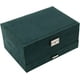 thumbnail image 1 of Flannel Jewelry Box Tri-Layer Vintage Style Earring Ring Necklace Jewelery Storage Box Dark Green, 1 of 5