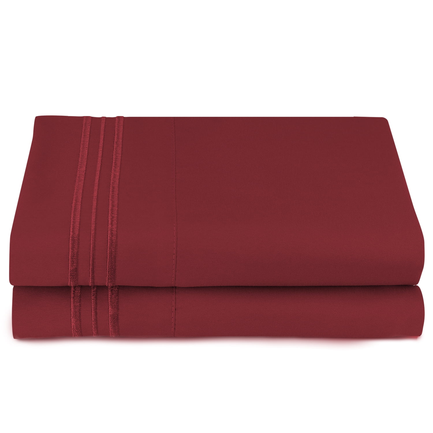 Clara Clark Pillow Cases Premier 1800 Microfiber Collection Pillow Case Set Of 2 Pieces, King Size, Burgundy Red