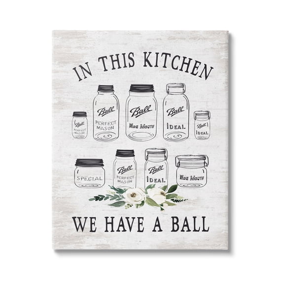 Stupell Industries Kitchen Jar Phrase Botanical & Floral Painting Gallery Wrapped Canvas Print Wall Art, 16 x 20