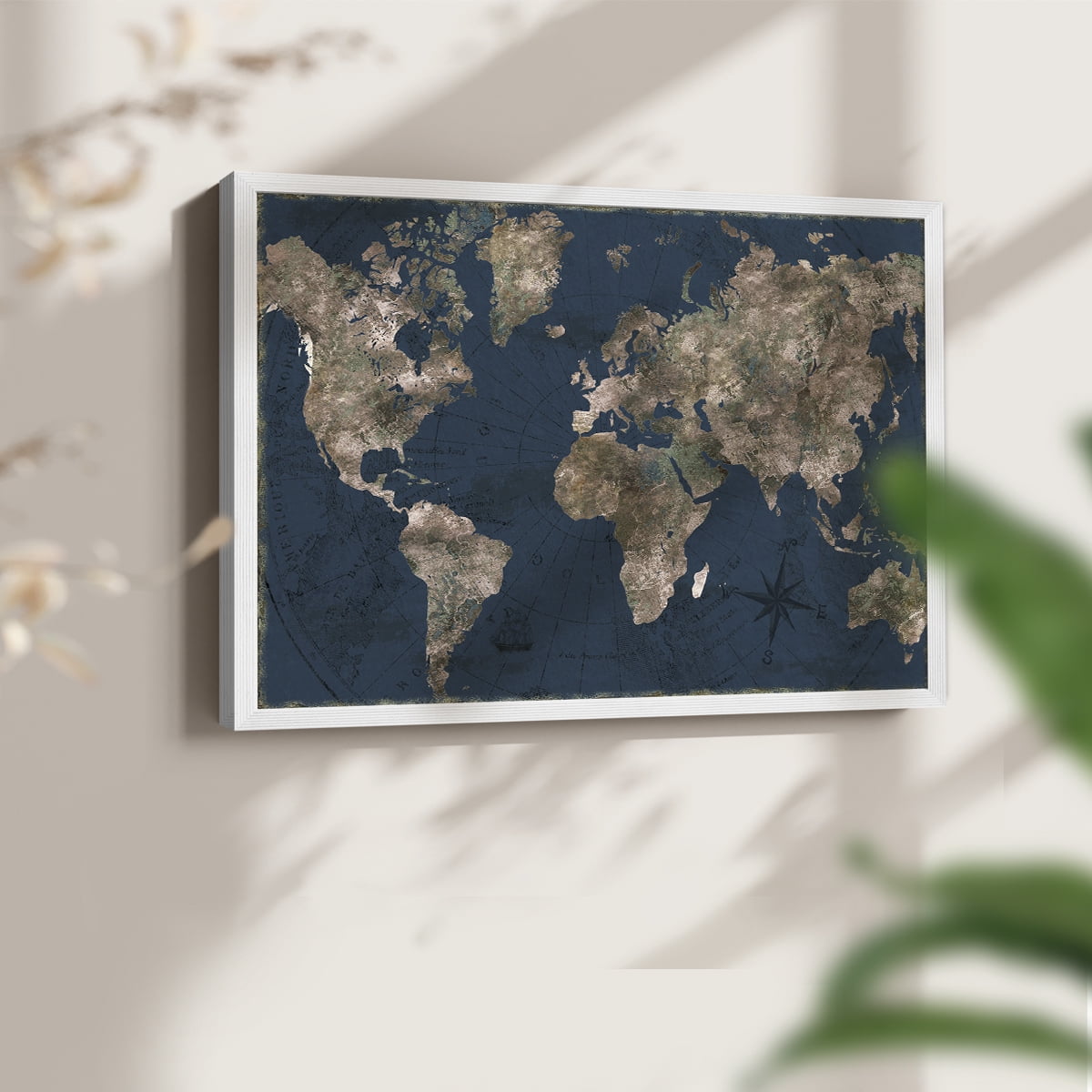 Navy Atlas by CAD Designs - Restickable Framed Giclée Print