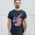 thumbnail image 3 of Tee Hunt Diving Bald Eagle T-Shirt Born to Be Free American Flag 4th of July Men's Tee, Navy Blue, 3X-Large, 3 of 5