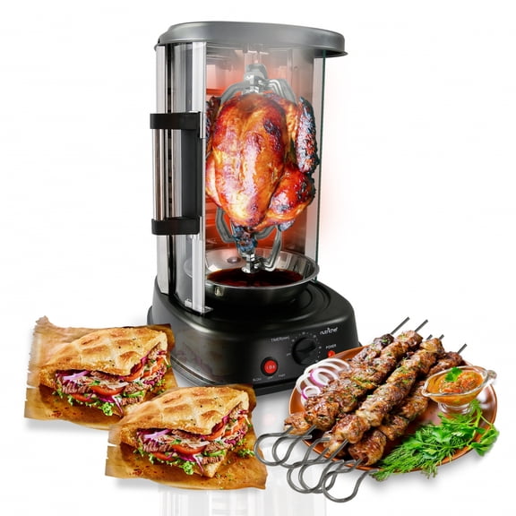 NutriChef AZPKRTVG34 Vertical Rotisserie, 13.1 x 11.1 x 17.7 inches, White