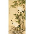thumbnail image 3 of Anonymous 11x18 Black Modern Framed Museum Art Print Titled - Cranes, Peach Tree, and Chinese Roses, 3 of 5