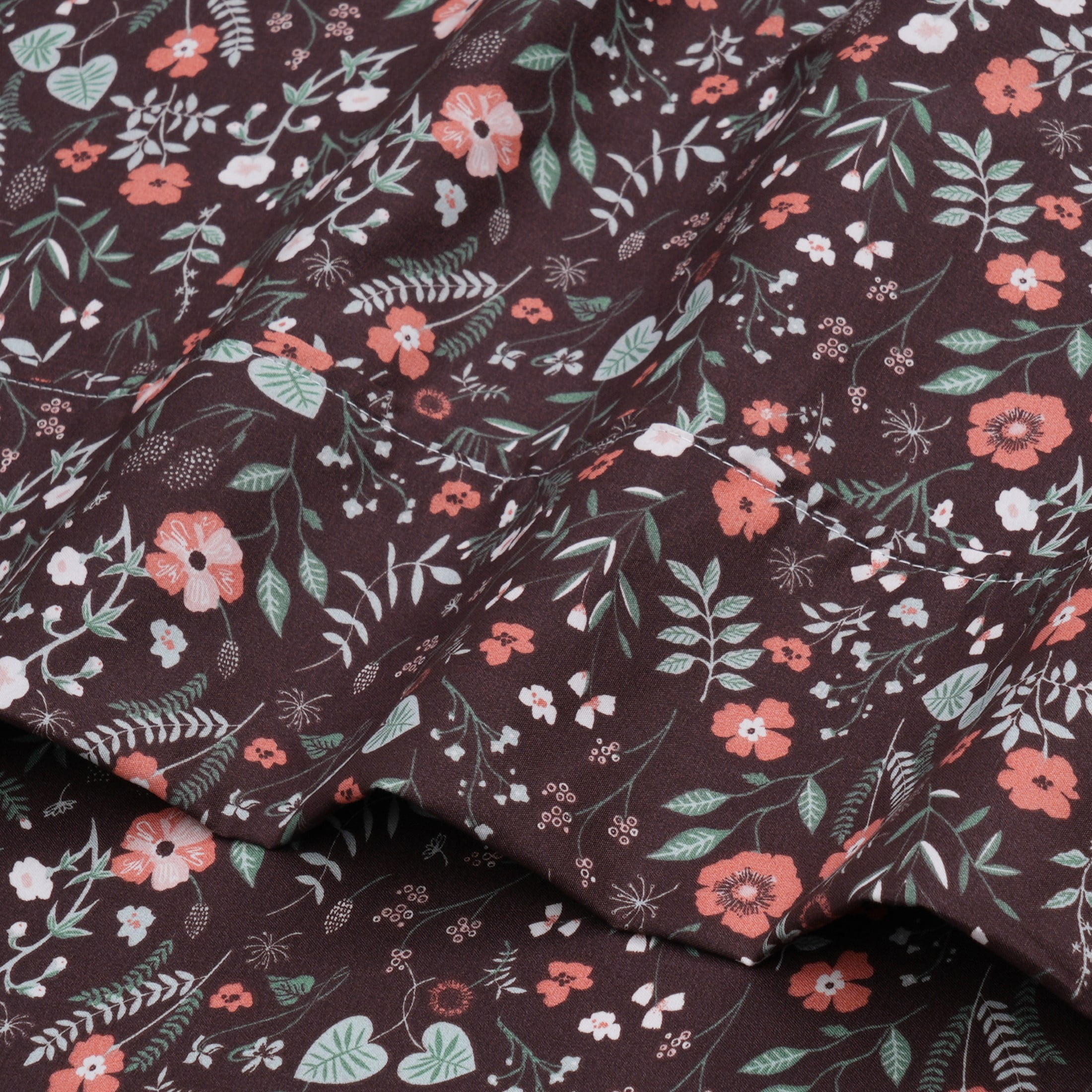 Mainstays Super Soft Brushed Microfiber Bed Sheet Set, Dark Brown Floral, Twin-XL, 3 Piece