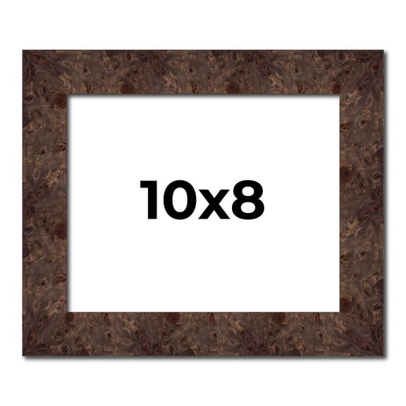 10x8 Frame Brown Burl  Picture Frame Complete Wood Picture Frame with UV Acrylic, Foam Board
