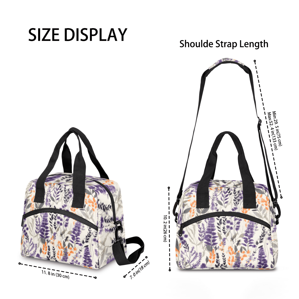 Herdesigns Floral Insulated Lunch Bag for Women Men Adults Large Reusable Lunch Box Lavender Leakproof Cooler Tote Bags with Adjustable Shoulder Strap