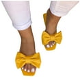 thumbnail image 3 of NOKIO Women's Open Toe Flat Sandals Bow Knot Slides Leather Summer Slippers Ladies Fashion Solid Color Bow Breathable Non-slip Wear-resistant Sandals, 3 of 9