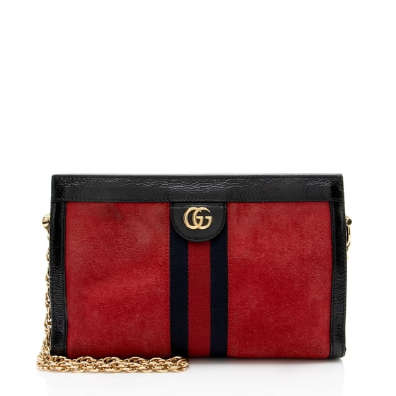 Pre-Owned Gucci Suede Ophidia Medium Chain Shoulder Bag