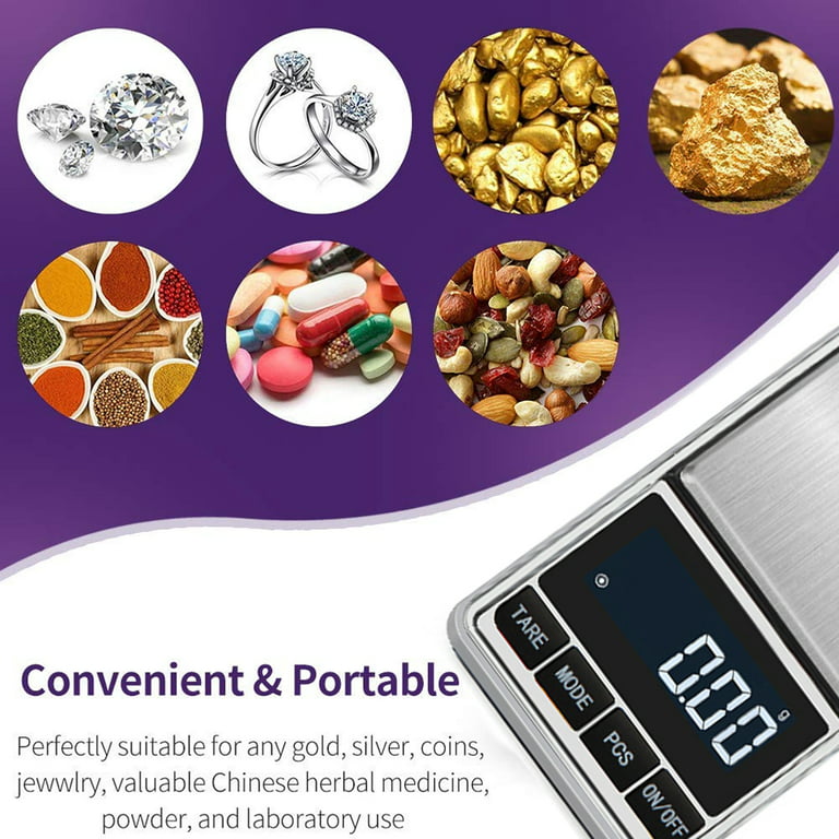 Digital Gram Scale , Small Jewelry Scale,Digital Weight Gram and Oz, Tare  Function Digital Herb Scale for Food, Mini Reptile,,500g/0.01g，G9890