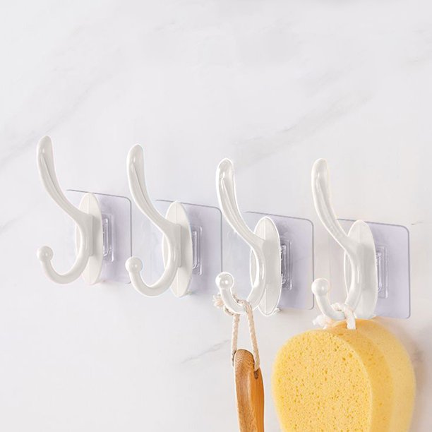 Ganchos de pared adhesivos | Ganchos de plástico transparente de alta resistencia para colgar | Gancho impermeable de pegajosidad sin taladro | Perchas pequeñas autoadhesivas extraíbles | Soporta