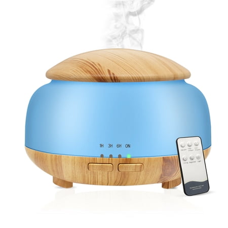Essential Oil Diffuser Daroma Aromatherapy Diffuser With Remote Control 300ml Aroma Ultrasonic Nebulizing Cool Mist Humidifier 7 Color Mood Lights & Waterless Auto-Off for Home Office Gift Light Wood