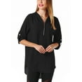 thumbnail image 2 of SAYFUT Junior's Plus Chiffon Blouse Top T-Shirt Loose V Neckline Top Long Sleeve Blouse Size S-5XL, 2 of 7