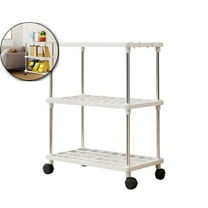 Mobile Storage Shelves with Wheels, Independent Pantry Organizer Unit, Sturdy Plastic Floor Rack for Kitchen Bathroom Closet Use