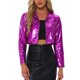 thumbnail image 1 of CHAQUETAS CORTAS PARA MUJER INSPIRADAS EN CHIC, CON CUELLO ALTO, CREMALLERA METÁLICA, MANGAS LARGAS, CHAQUETA DE FIESTA L PURPURA, 1 of 6