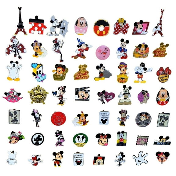 Mickey & Minnie Themed 6 Disney Parks Trading Pins Set - Randomly Assorted