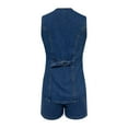 thumbnail image 4 of Women's Waist High Waist Loose Denim Vest and Shorts Set plus Dress Suit Bathing Suit Women plus Swim Suit Top Woman Swimming Shorts Women Surf Shorts Swimsuits for Lap Swimming Youth Romper, 4 of 4