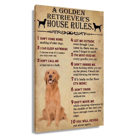 Golden Retriever's Dog Wall Art Funny Dog Poster Canvas Decor For Kitchen Vintage Decor Artwork Print For Bedroom Framed 20x30 in