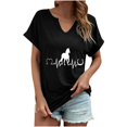 thumbnail image 6 of ALLLIST V Neck Tops for Women Black Summer T-Shirts Short Sleeve Fashion Animal Print Shirts Clothing for Women, 6 of 6
