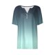 thumbnail image 4 of Camiseta para Mujer Camiseta Estampada Botón Manga Corta Diario Fin de Semana Moda Básica Cuello en V Top Regular Cian/2XL, 4 of 7