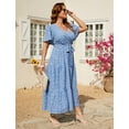 thumbnail image 5 of Plus Women's Plus Size A-Line Deep V-Neck Elastic Sash Waist Maxi Formal Dress, 5 of 9