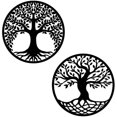 thumbnail image 1 of 2 piezas de arte de pared con diseño de árbol de la vida, 11,6 pulgadas, arte de pared de madera negra, silueta de árbol de madera, arte colgante de pared para sala de estar, dormitorio, decoración, 1 of 8