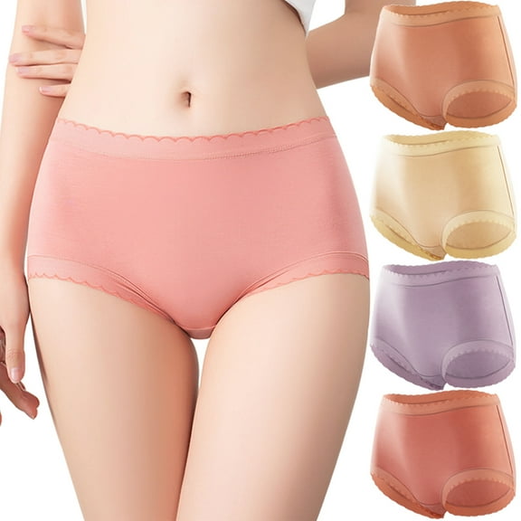 Women's Sexy Lace Hipster Underwear Cotton High Waist Boyshorts Panties For Women Seamless Ladies Briefs 4 Pack