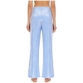 thumbnail image 2 of Haitryli Women's Sparkle Sequin Pants Drawstring Waist Wide Leg Straight Leg Long Pants for Nightclub Light Blue S, 2 of 6