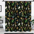 thumbnail image 4 of Vintage Botanical Boho Shower Curtain, Bright Abstract Bohemian Plant Flower Shower Curtain Set, Magical Garden Aesthetic Boho Chic Flowers Leaves Fabric Shower Curtain 12 Pack Hooks, 72X72 Black, 4 of 6