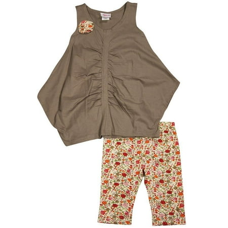- Mish - Little Girls 2-Piece Capri Set Brown / 4