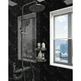 thumbnail image 4 of Kitchen Backsplash Tile,Pack of 12 Durable Shower Wall Panels for Kitchen,QZS Plastic Marble Floor Tiles for Bedroom,Living Room,Black, 4 of 6