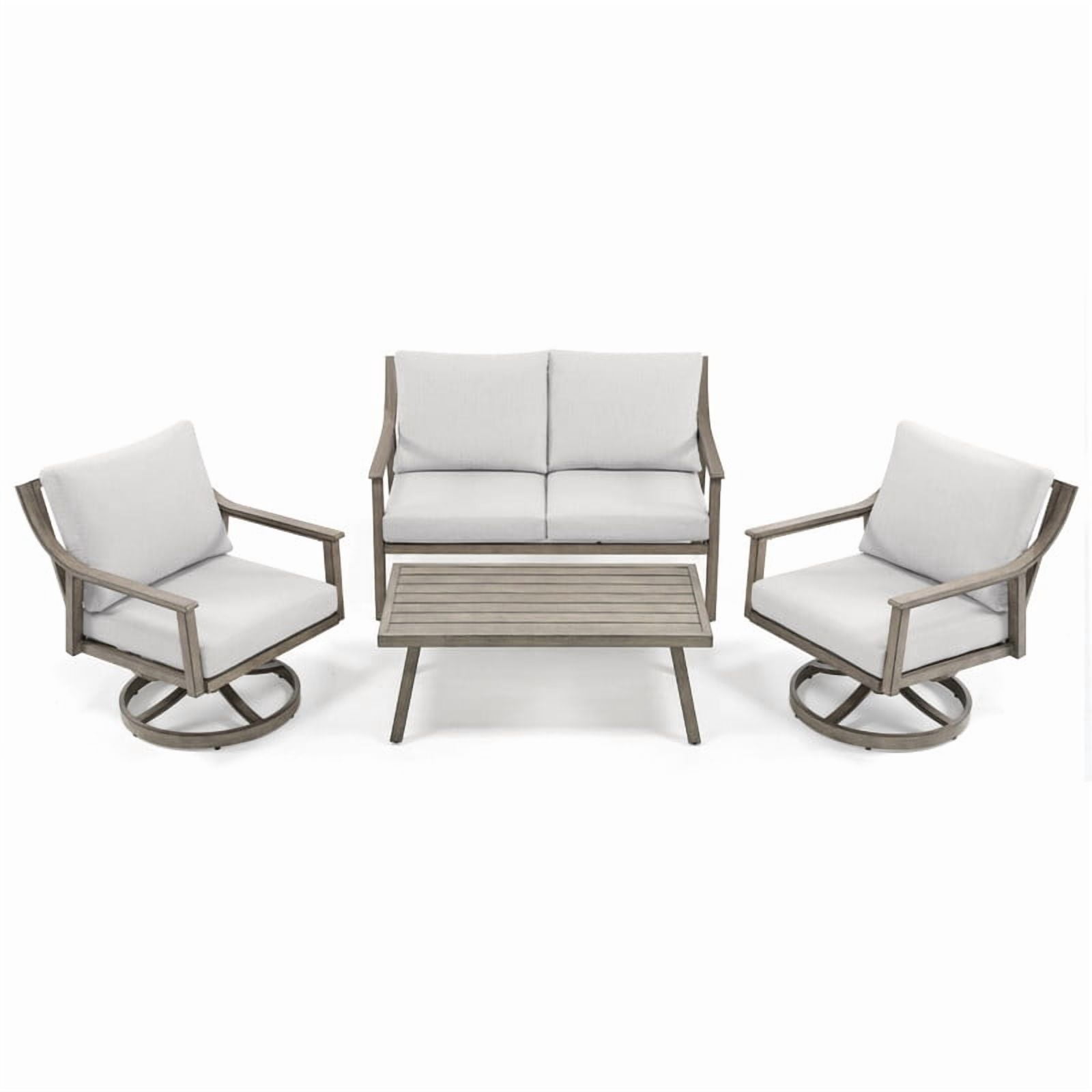 4Pcs Outdoor Conversation Sets with 2 Swivel Chairs, 1 Loveseat & 1 Coffee Table, Patio Sectional Chat Set