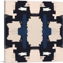 ARTCANVAS Tan Navy Blue Black Modern Canvas Art Print - Size: 12" x 12" (0.75" Deep)