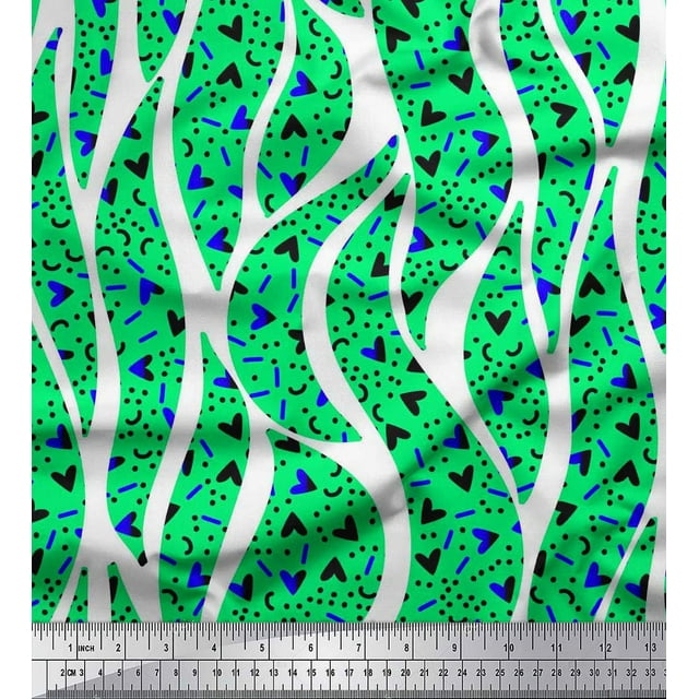 Soimoi Toile Coeur, Pois et Feuilles Tissu Imprimé 1 Yard 42 Inch Wide