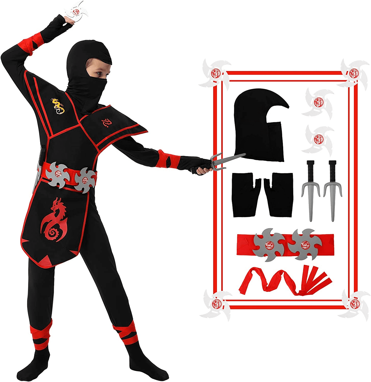 Halloween Ninja Costume for Kids Ninja Deluxe Costume With Ninja Foam