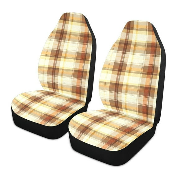 ALAZA Retro Checkered Plaid Car Seat Covers 2 PCs Universal Auto Front Seats Interior Protector