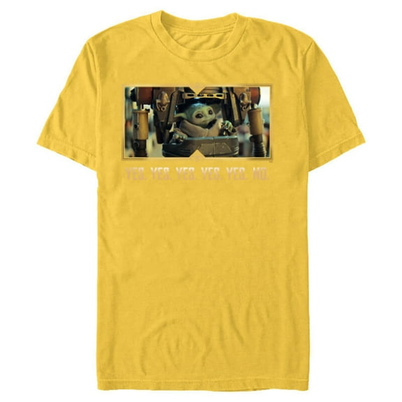Star Wars The Mandalorian Season 3 Grogu in IG-12 Yes Yes No - Short Sleeve Blended T-Shirt for Adults - Customized-Yellow
