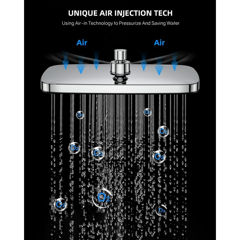 Jcrob 14-Inch Rainfall Shower Head With Handheld - 3+1 Spray, Adjustable Extension Arm, Brushed Nickel