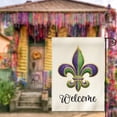 thumbnail image 3 of Newhomestyle Welcome Fleur de Lis Garden Flag Vertical Double Sided, Holiday Party Mardi Gras Yard Outdoor Decoration 12x18 Inch, 3 of 6