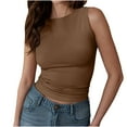 thumbnail image 5 of Timegard Going out Tank Top for Women Round Neck Ruched Cropped Sleeveless Top Slim Tee Summer Fashion, 5 of 5