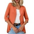thumbnail image 1 of Women Cardigan Three Quarter Sleeve Solid Color Soft Elastic Casual All Occasions Wear, 1 of 4