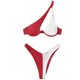 thumbnail image 2 of Traje de baño para mujer, bikini de dos piezas con hombros descubiertos y soporte de acero, color liso, trajes de baño para mujer, conjuntos de bikini para mujer, trajes de baño de bikini para mujer, 2 of 7