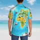 thumbnail image 4 of Balery World Map With Animals Landmarks Camisas hawaianas de manga corta para hombre, camisas playeras de corte holgado, camisas de vacaciones con botones,3X-Large, 4 of 7