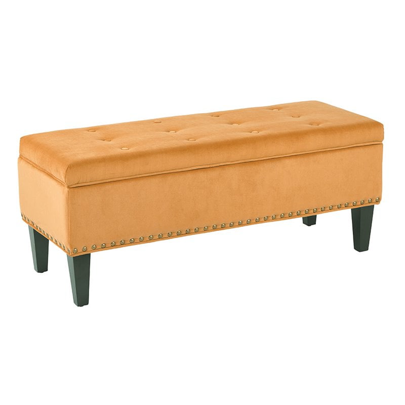 Estrella Storage Bench in Butternut Velvet