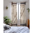 thumbnail image 3 of Farmhouse Wood Grain Sheer Curtains 84 Inch Length 2 Panels Set for Living Room/Bedroom, Vintage Country Barn Gate Brown Kitchen Curtains Grommet Semi-Sheer Curtains Window Treatments 52"x84"x2, 3 of 7