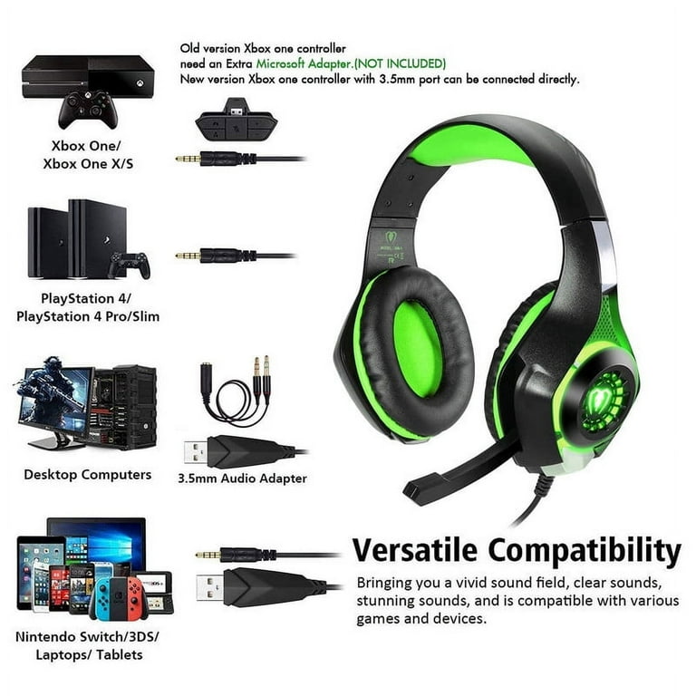 BlueFire Gaming Headset for PS4 PS5 Xbox One PC with Noise Canceling MIC LED RGB Light Walmart