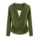 thumbnail image 4 of Camisas de otoño,Blusa de mujer con cuello en V, manga larga, corte holgado, mezcla de poliéster y elastano, ideal para uso informal y de trabajo, sopatenor, 4 of 7