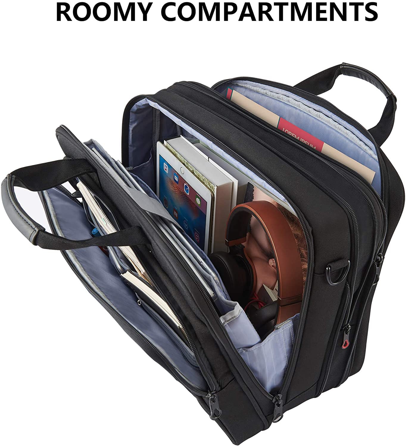 KROSER Shoulder Messenger Up to 17.3 Inch Laptop Bag Briefcase, Black