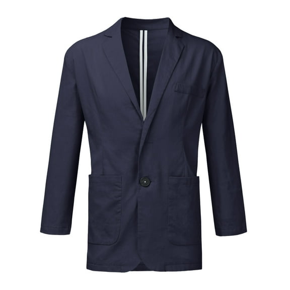 Aayomet Mens Suit Jacket Big and Tall Solid Color Pockets Lapels Buttons Suits Jackets (Navy, XXL)